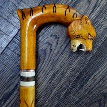 Load image into Gallery viewer, Gift Cane Walking Stick Canes Sticks Reed Staff Wood Wooden Hand-Carved Carving Handmade Cane Accessories ( Tiger )
