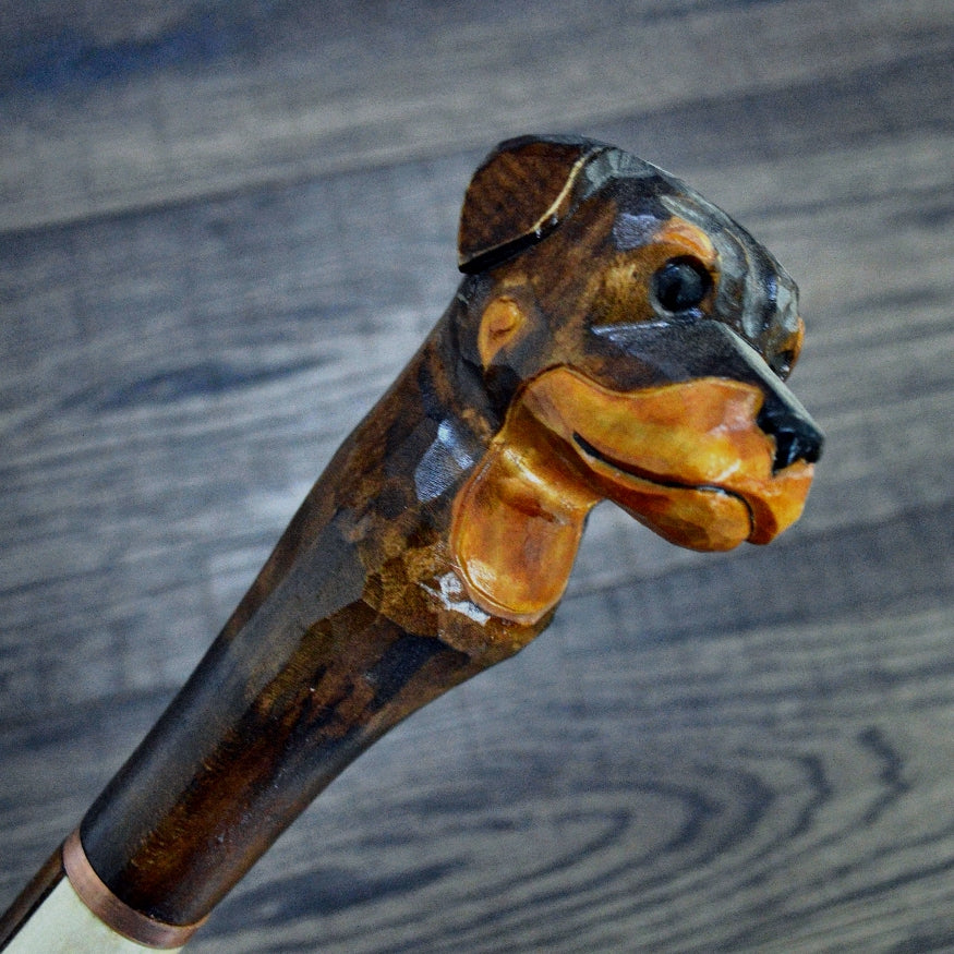 Gift Cane Walking Stick Canes Sticks Reed Staff Wood Wooden Hand-Carved Carving Handmade Cane  Accessories ( Rottweiler )