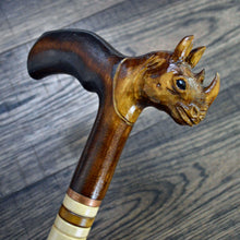 Load image into Gallery viewer, Gift Cane Walking Stick Canes Sticks Reed Staff Wood Wooden Hand-Carved Carving Handmade Cane Accessories ( Rhinoceros )
