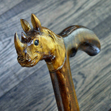 Load image into Gallery viewer, Gift Cane Walking Stick Canes Sticks Reed Staff Wood Wooden Hand-Carved Carving Handmade Cane Accessories ( Rhinoceros )
