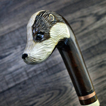Load image into Gallery viewer, Gift Cane Walking Stick Canes Sticks Reed Staff Wood Wooden Hand-Carved Carving Handmade Cane  Accessories ( Badger )
