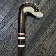 Load image into Gallery viewer, Gift Cane Walking Stick Canes Sticks Reed Staff Wood Wooden Hand-Carved Carving Handmade Cane  Accessories ( Badger )
