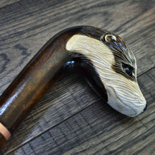 Load image into Gallery viewer, Gift Cane Walking Stick Canes Sticks Reed Staff Wood Wooden Hand-Carved Carving Handmade Cane  Accessories ( Badger )
