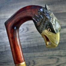 Load image into Gallery viewer, Gift Cane Walking Stick Canes Sticks Reed Staff Wood Wooden Hand-Carved Carving Handmade Cane Accessories ( Eagle new american flag )
