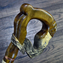 Load image into Gallery viewer, Gift Cane Walking Stick Canes Sticks Reed Staff Wood Wooden Hand-Carved Carving Handmade Cane Accessories ( King )
