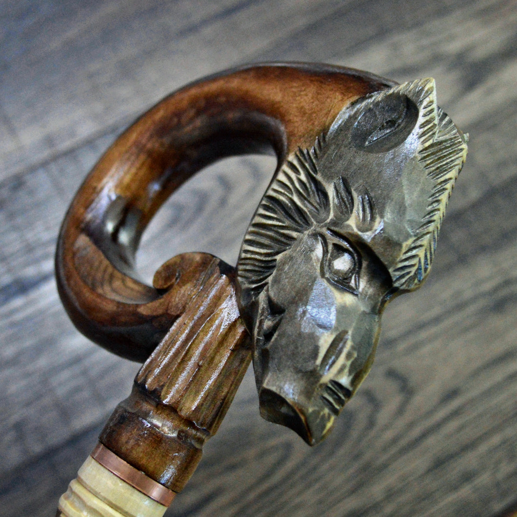 Gift Cane Walking Stick Canes Sticks Reed Staff Wood Wooden Hand-Carved Carving Handmade Cane Accessories ( Boar new )