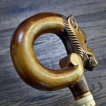 Load image into Gallery viewer, Gift Cane Walking Stick Canes Sticks Reed Staff Wood Wooden Hand-Carved Carving Handmade Cane Accessories ( Boar old )
