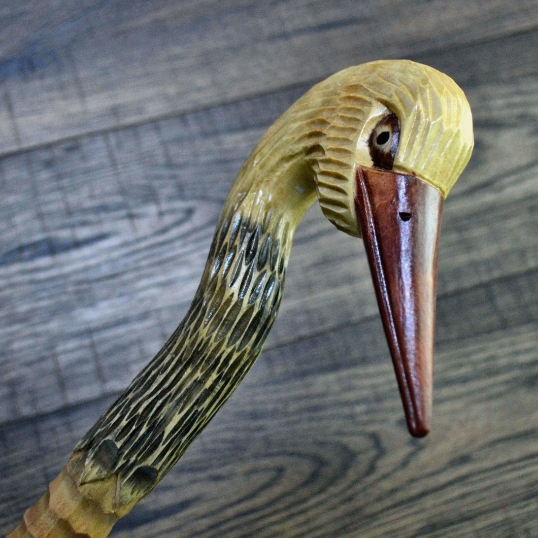 Gift Cane Walking Stick Canes Sticks Reed Staff Wood Wooden Hand-Carved Carving Handmade Cane  Accessories ( Stork )