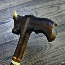 Load image into Gallery viewer, Gift Cane Walking Stick Canes Sticks Reed Staff Wood Wooden Hand-Carved Carving Handmade Cane Accessories ( Bull )
