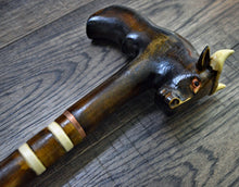 Load image into Gallery viewer, Gift Cane Walking Stick Canes Sticks Reed Staff Wood Wooden Hand-Carved Carving Handmade Cane Accessories ( Bull )
