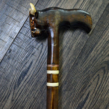 Load image into Gallery viewer, Gift Cane Walking Stick Canes Sticks Reed Staff Wood Wooden Hand-Carved Carving Handmade Cane Accessories ( Bull )
