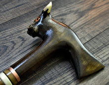 Load image into Gallery viewer, Gift Cane Walking Stick Canes Sticks Reed Staff Wood Wooden Hand-Carved Carving Handmade Cane Accessories ( Bull axe)
