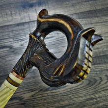 Load image into Gallery viewer, Gift Cane Walking Stick Canes Sticks Reed Staff Wood Wooden Hand-Carved Carving Handmade Cane Accessories ( Horse round white)
