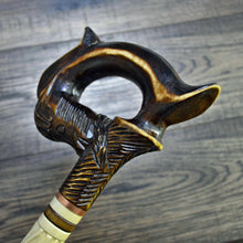Load image into Gallery viewer, Gift Cane Walking Stick Canes Sticks Reed Staff Wood Wooden Hand-Carved Carving Handmade Cane Accessories ( Horse round white)
