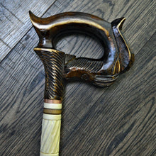 Load image into Gallery viewer, Gift Cane Walking Stick Canes Sticks Reed Staff Wood Wooden Hand-Carved Carving Handmade Cane Accessories ( Horse round white)
