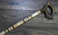 Load image into Gallery viewer, Gift Cane Walking Stick Canes Sticks Reed Staff Wood Wooden Hand-Carved Carving Handmade Cane Accessories ( Horse round white)
