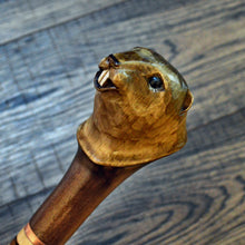 Load image into Gallery viewer, Gift Cane Walking Stick Canes Sticks Reed Staff Wood Wooden Hand-Carved Carving Handmade Cane  Accessories ( Beaver )
