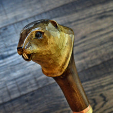 Load image into Gallery viewer, Gift Cane Walking Stick Canes Sticks Reed Staff Wood Wooden Hand-Carved Carving Handmade Cane  Accessories ( Beaver )
