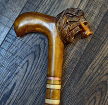 Load image into Gallery viewer, Gift Cane Walking Stick Canes Sticks Reed Staff Wood Wooden Hand-Carved Carving Handmade Cane Accessories ( Lion with hendle )
