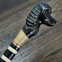 Load image into Gallery viewer, Gift Cane Walking Stick Canes Sticks Reed Staff Wood Wooden Hand-Carved Carving Handmade Cane  Accessories ( Poodle black )
