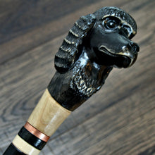Load image into Gallery viewer, Gift Cane Walking Stick Canes Sticks Reed Staff Wood Wooden Hand-Carved Carving Handmade Cane  Accessories ( Poodle black )
