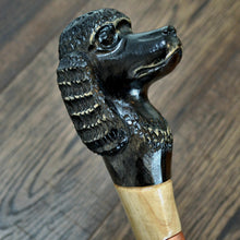 Load image into Gallery viewer, Gift Cane Walking Stick Canes Sticks Reed Staff Wood Wooden Hand-Carved Carving Handmade Cane  Accessories ( Poodle black )
