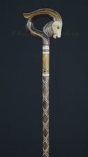 Load and play video in Gallery viewer, Gift Cane Walking Stick Canes Sticks Reed Staff Wood Wooden Hand-Carved Carving Handmade Cane Accessories ( Goat brown )
